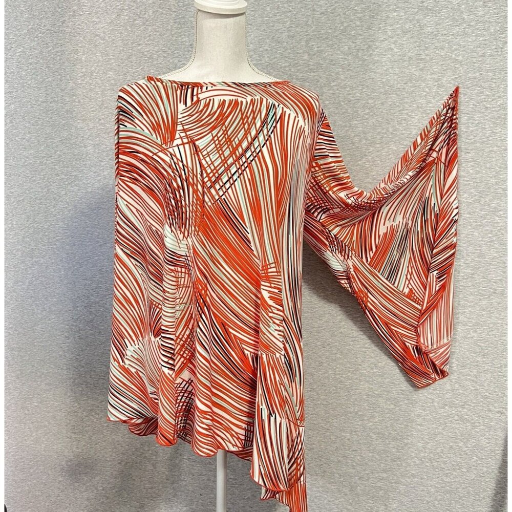 Nilsa Ramirez Tunic Dress‎ Womens X Small Orange Art to Wear Oversized Art Flowy